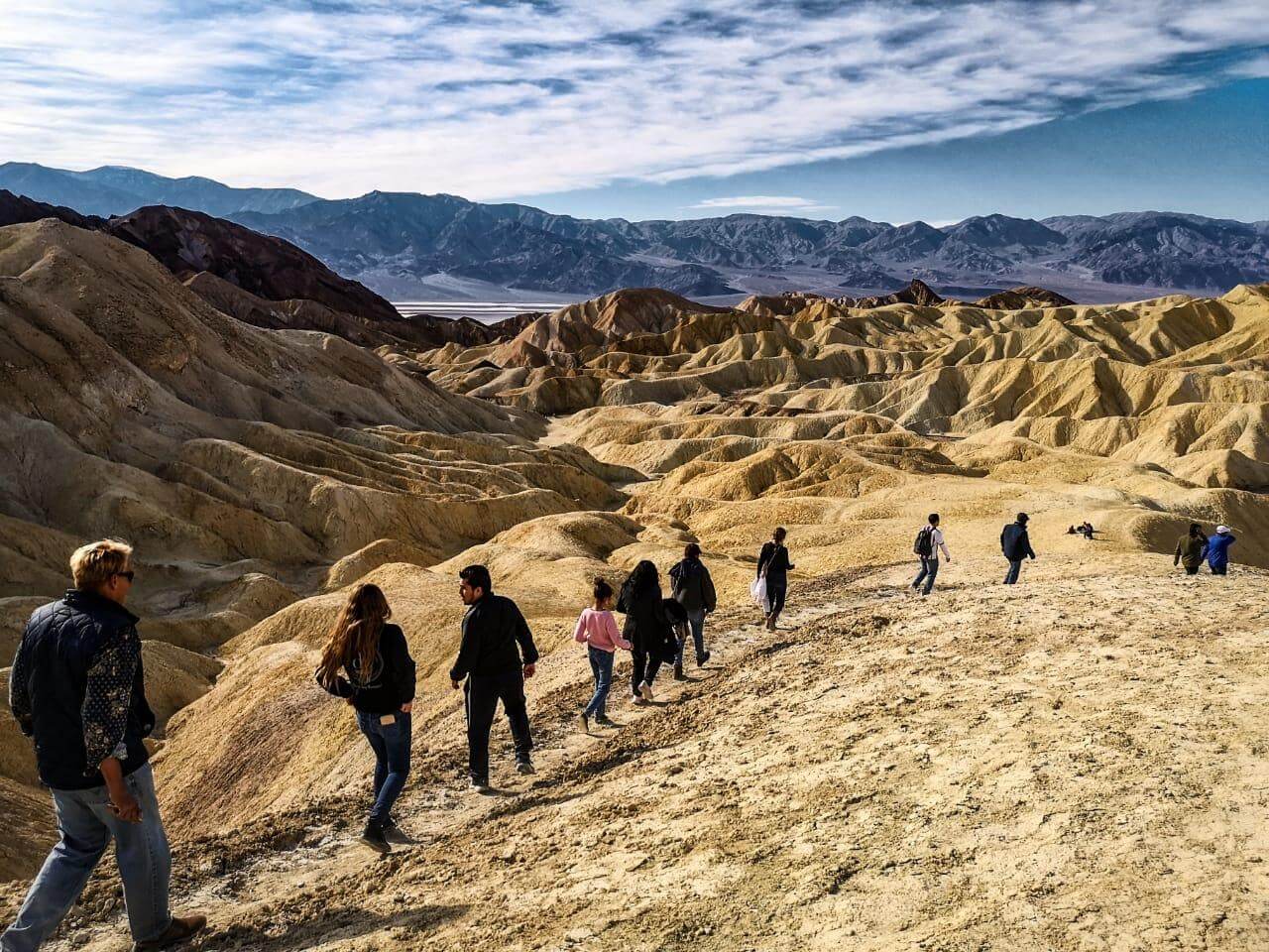 Hiking in Death Valley. Golden Canyon, one of the most scenic hikes in the U.S.